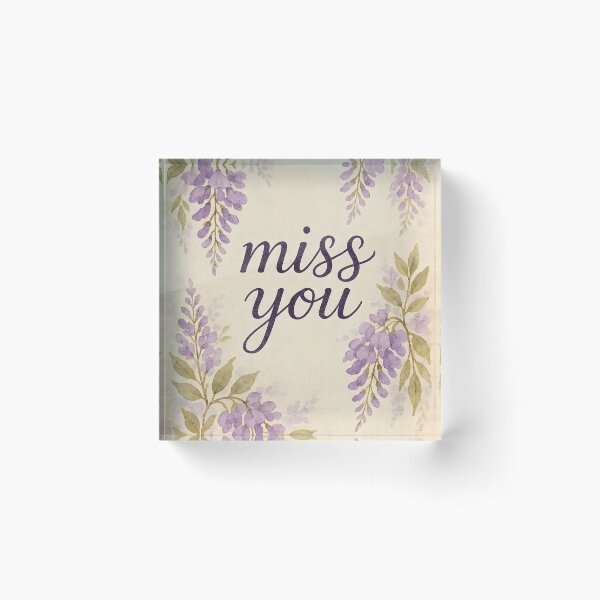 Item preview, Miss You – Wisteria Watercolor Border on Vintage Paper designed and sold by EmeraldeaArt.
