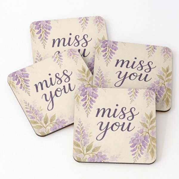 Item preview, Miss You – Wisteria Watercolor Border on Vintage Paper designed and sold by EmeraldeaArt.
