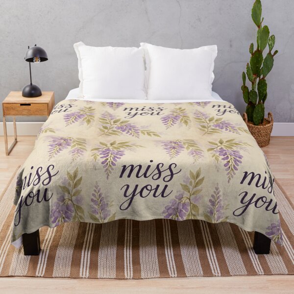 Item preview, Miss You – Wisteria Watercolor Border on Vintage Paper designed and sold by EmeraldeaArt.