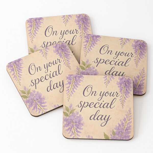 Item preview, On Your Special Day – Wisteria Watercolor Border on Vintage Paper designed and sold by EmeraldeaArt.