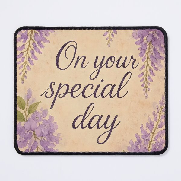 Item preview, On Your Special Day – Wisteria Watercolor Border on Vintage Paper designed and sold by EmeraldeaArt.