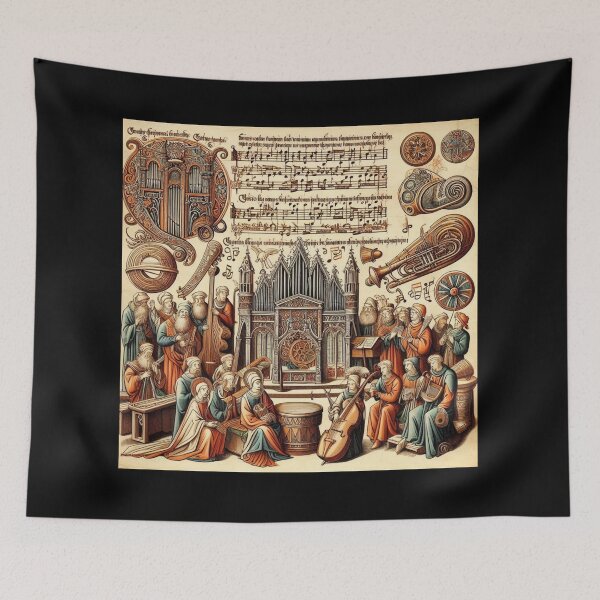 Item preview, Colorful Heavenly Choir – Medieval Sacred Music Illustration designed and sold by Sybille-Yates.