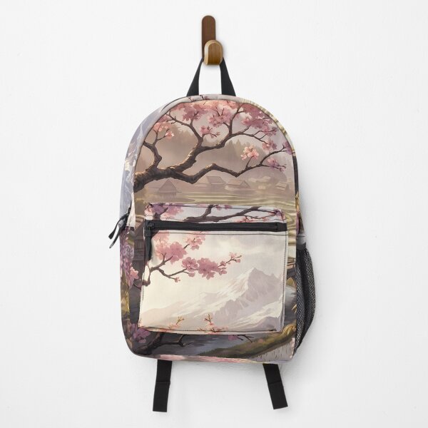 Item preview, Japanese Village with Cherry Blossoms designed and sold by Bensoncreatives.