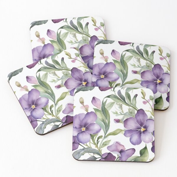 Item preview,  Violet Flowers Botanical Watercolor Seamless Pattern designed and sold by sana designer.