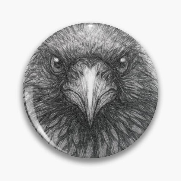 Artikelvorschau, Schwarzer Rabe – Bleistiftskizze | Gotische Schwarzweiß-Rabenkunst | Realistische, handgezeichnete Vogelillustration entworfen und verkauft von Leon Woods Pencil Art.