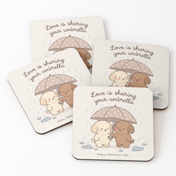 Item preview, Cute Dog Couple Under Umbrella in Love – Valentine’s Day Gift Design designed and sold by Nice Vibes Prints.