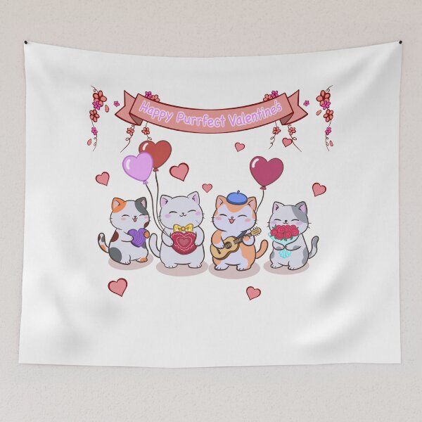 Item preview, Happy Purrfect Valentine’s Cute Cats Love Illustration designed and sold by Elizarfa.