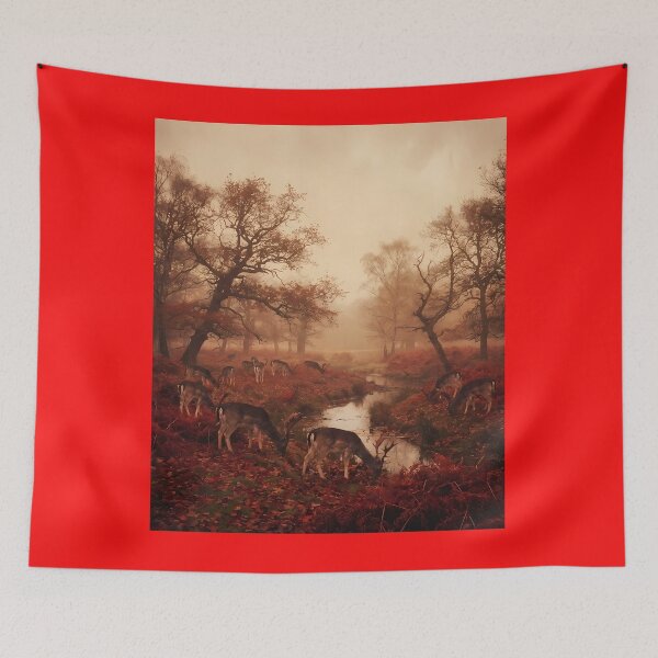 Item preview, Deer in Autumnal Forest by Stream designed and sold by Bensoncreatives.