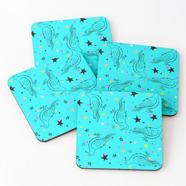Item preview, Pigeon Party_aqua blue designed and sold by NeonEye-Designs.