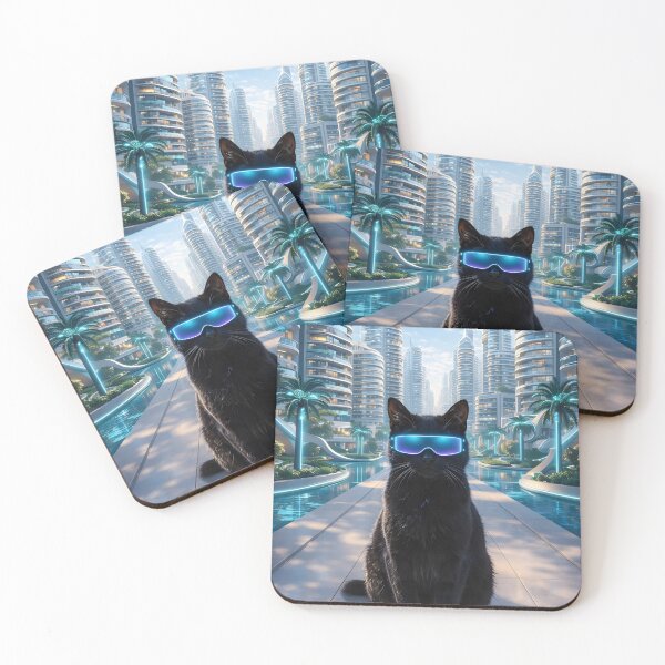 Item preview, Cyber black cat in a futuristic city designed and sold by Hosharu Gaming.