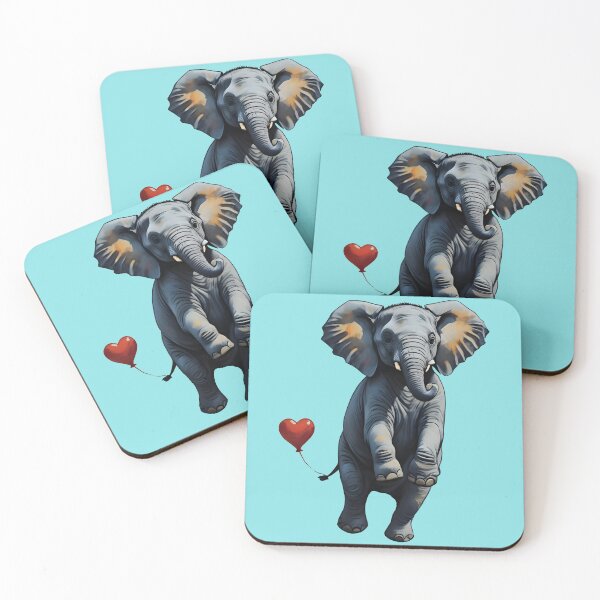 Item preview, Flying Elephant Red Heart Balloon designed and sold by SeNsArtGallery.