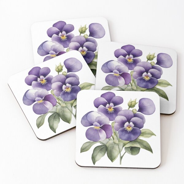Item preview, Violet Flower Watercolor Wall Art – Botanical Home Decor designed and sold by sana designer.