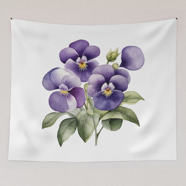 Item preview, Violet Flower Watercolor Wall Art – Botanical Home Decor designed and sold by sana designer.
