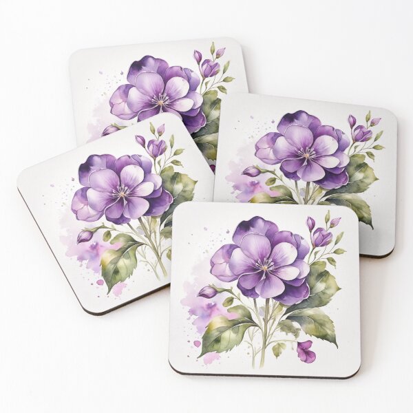 Item preview, Violet Floral Watercolor Wall Art – Interior Decor designed and sold by sana designer.