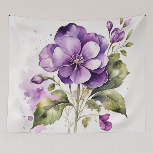 Item preview, Violet Floral Watercolor Wall Art – Interior Decor designed and sold by sana designer.