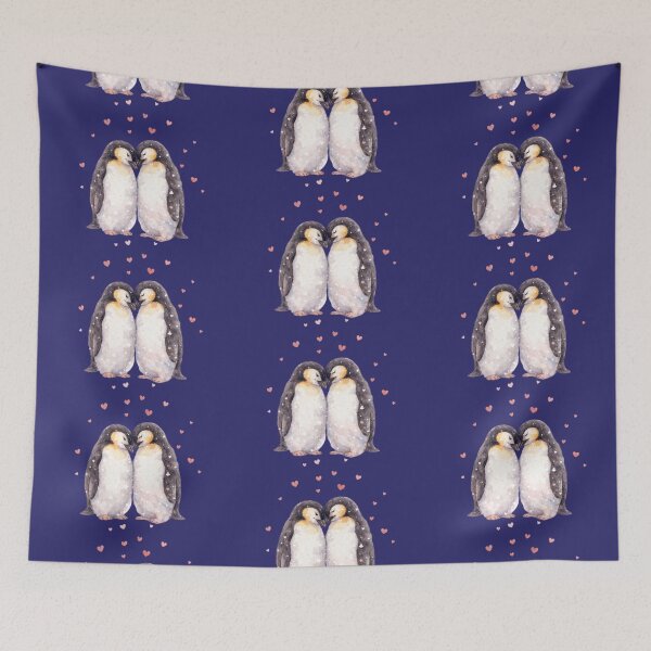 Item preview, Through Every Season – Penguin Couple Love Watercolour Illustration designed and sold by inspired-works.