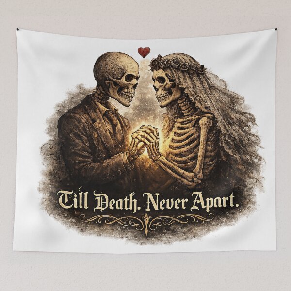 Item preview, Till Death Never Apart – Gothic Skeleton Couple Hyper-Realistic Dark Romance Art designed and sold by StrayaDesign.