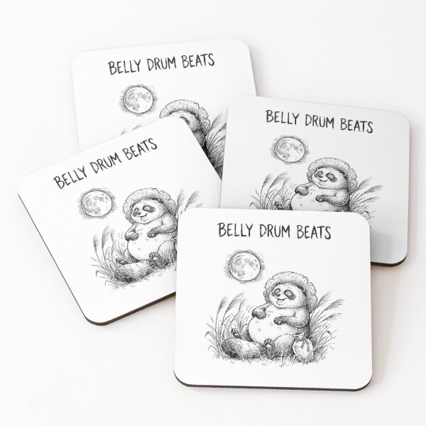 Item preview, Belly Drum Beats - Japanese Tanuki Racoon Yokai designed and sold by bapupa.