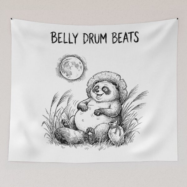 Item preview, Belly Drum Beats - Japanese Tanuki Racoon Yokai designed and sold by bapupa.