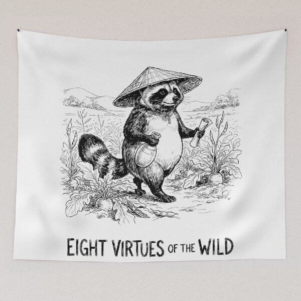 Item preview, Master of Eight Virtues - Japanese Tanuki Racoon Yokai designed and sold by bapupa.
