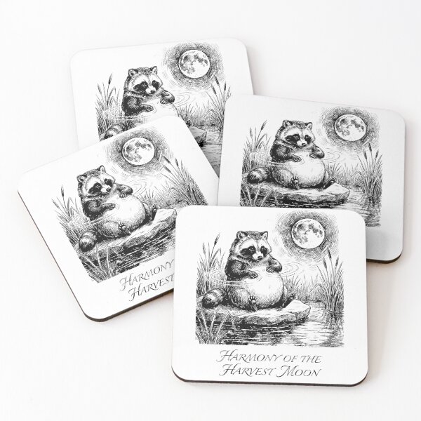 Item preview, Moonlight Belly Drummer - Japanese Tanuki Racoon Yokai designed and sold by bapupa.