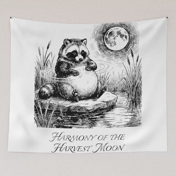 Item preview, Moonlight Belly Drummer - Japanese Tanuki Racoon Yokai designed and sold by bapupa.