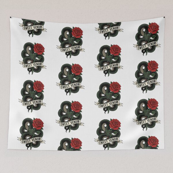 Item preview, Snake Rose Tattoo Art – Sweet Venom, Toxic Love Danger Beauty Traditional Flash Design designed and sold by Luminari Creations.