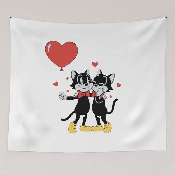 Item preview, Retro Cartoon Cats With Red Heart Balloon designed and sold by Created by Camilla.