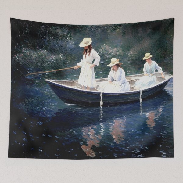 Item preview, In the Norvégienne Boat at Giverny - A Tranquil Escape designed and sold by artdesignsnow.