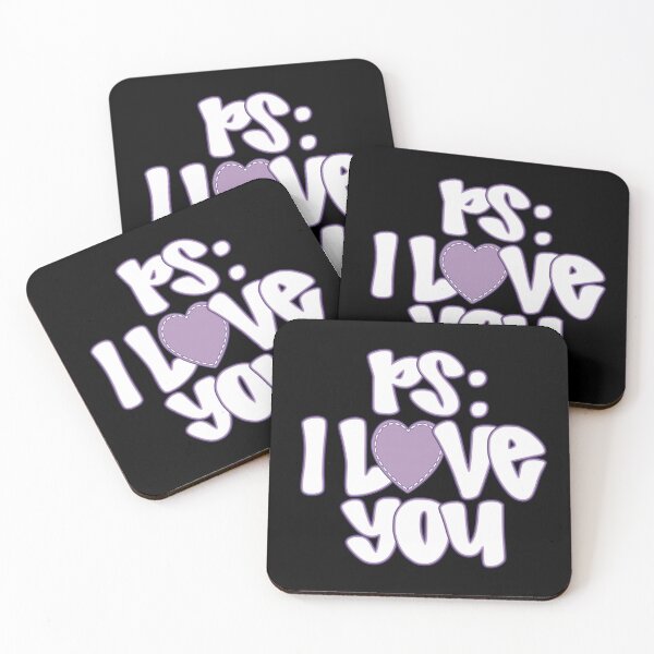 Item preview, PS I Love You Cute Purple Heart Aesthetic Bubble Lettering Design designed and sold by Suzu Comena.