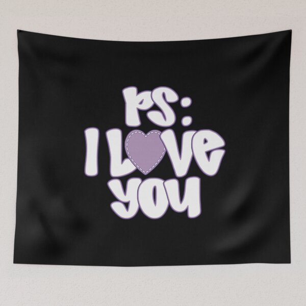 Item preview, PS I Love You Cute Purple Heart Aesthetic Bubble Lettering Design designed and sold by Suzu Comena.