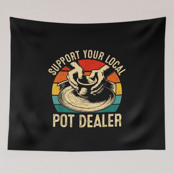 Item preview, Support Your Local Pot Dealer Funny Pottery Ceramic Artist Retro Sunset designed and sold by Suzu Comena.