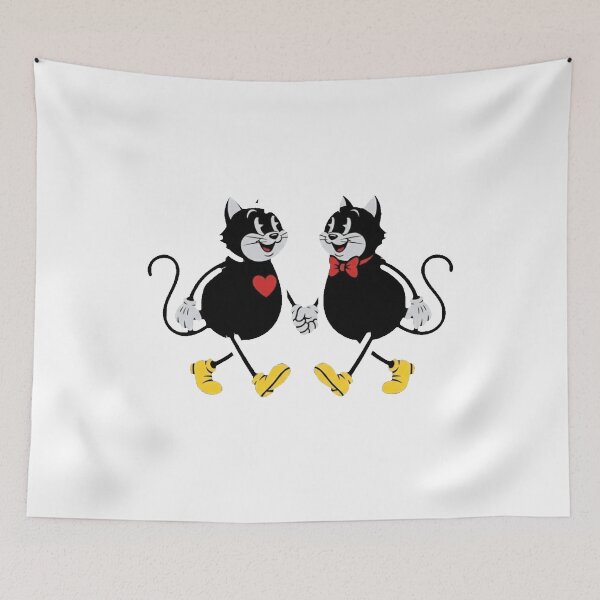 Item preview, Vintage Cartoon Cats Holding Hands Design Two Cats In Love designed and sold by Created by Camilla.