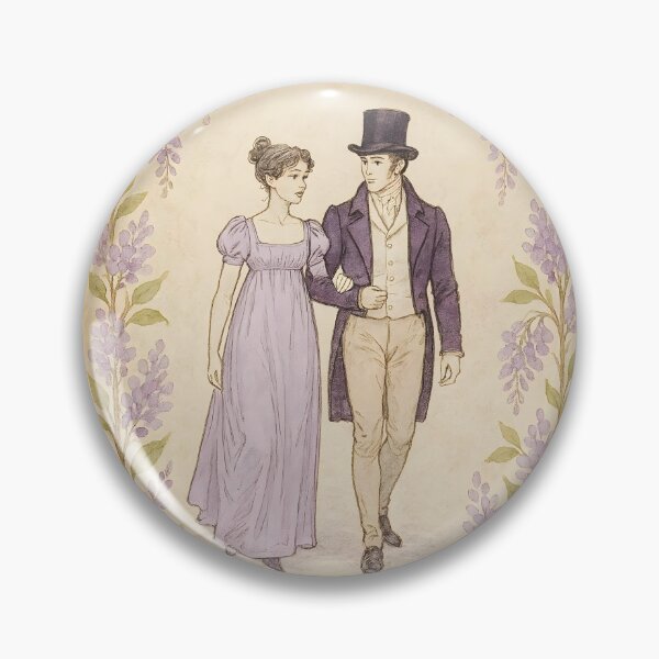 Item preview, Regency Stroll – Couple Walking Amid Wisteria Botanical Frame on Vintage Paper designed and sold by EmeraldeaArt.