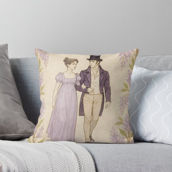 Item preview, Regency Stroll – Couple Walking Amid Wisteria Botanical Frame on Vintage Paper designed and sold by EmeraldeaArt.