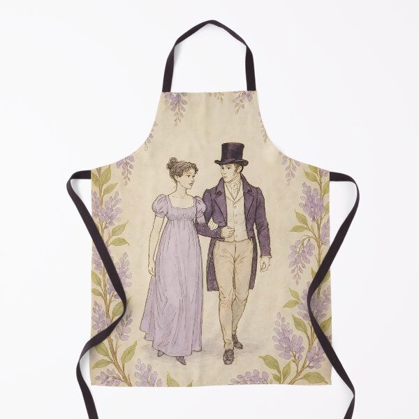 Item preview, Regency Stroll – Couple Walking Amid Wisteria Botanical Frame on Vintage Paper designed and sold by EmeraldeaArt.