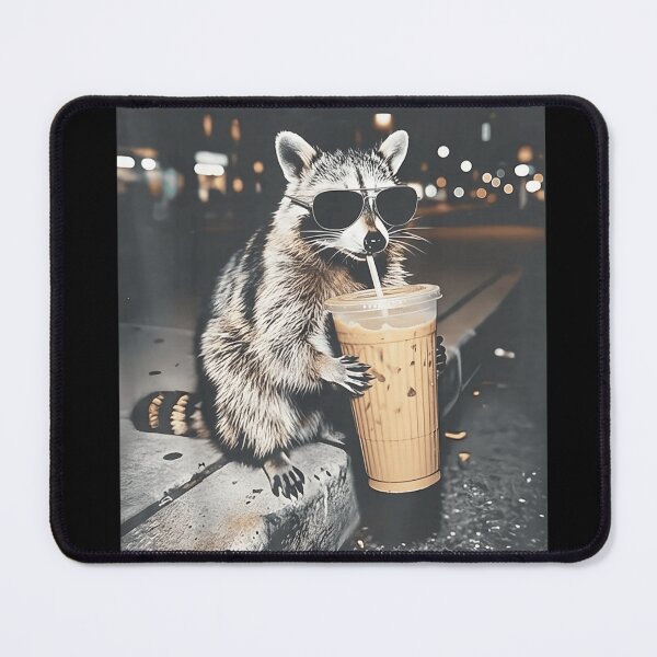 Item preview, Cool Raccoon Drinking Iced Coffee Wearing Sunglasses Street Style Night Vibes designed and sold by PonyRoniku.