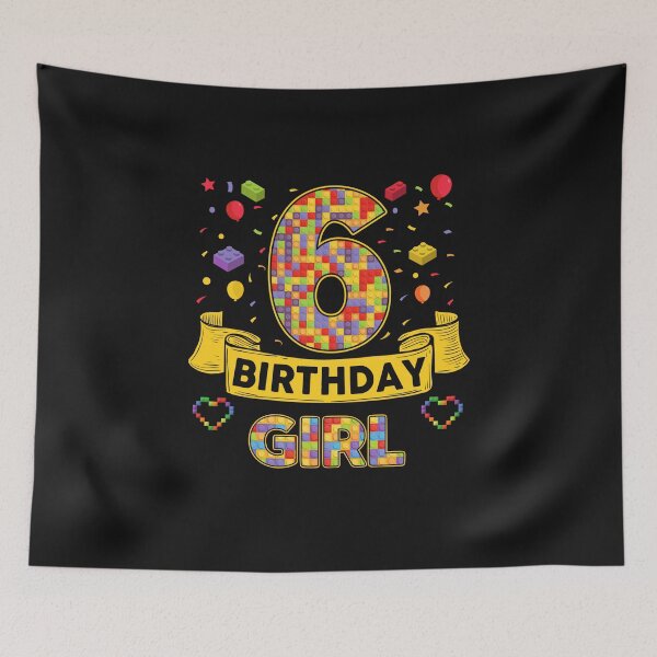 Item preview, 6th Birthday Girl Shirt – Colorful Building Blocks Birthday T-Shirt | Birthday Number Series designed and sold by GreatLion1017.