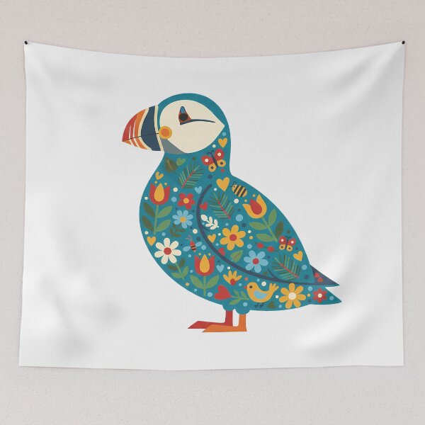 Item preview, Garden Puffin – Scandinavian Folk Art by heidiannemorris © designed and sold by FOLK ART FUSION by heidiannemorris.
