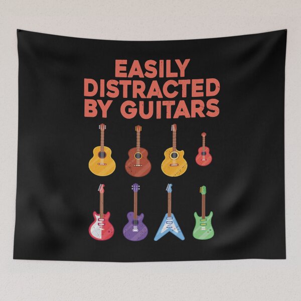 Item preview, Easily Distracted by Guitars Funny Vintage Guitar Guitarists Music Lover  designed and sold by ZANNIX.