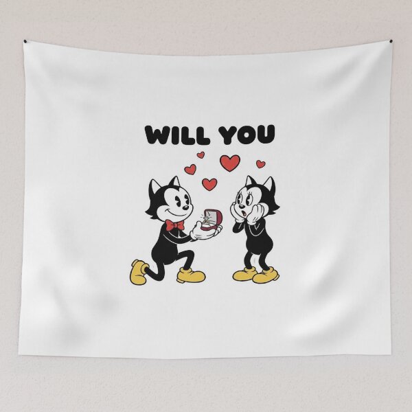 Item preview, Vintage Cartoon Cat Proposal Romantic Proposal Illustration designed and sold by Created by Camilla.