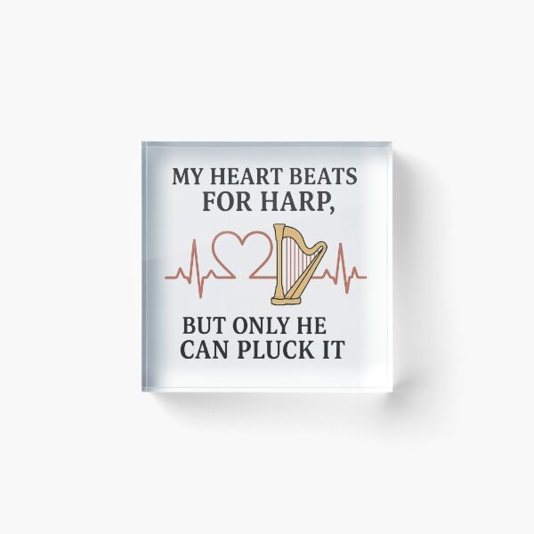 Item preview, Harp Heartbeat Quote – Romantic Music Gift for Harpist or Bride-to-Be designed and sold by Virelo.