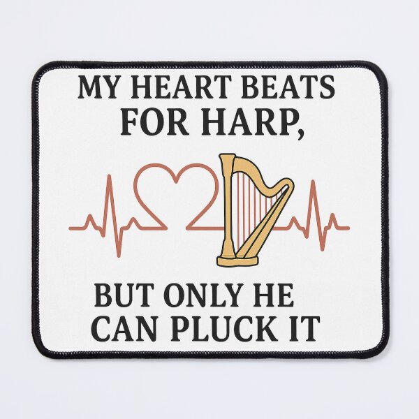 Item preview, Harp Heartbeat Quote – Romantic Music Gift for Harpist or Bride-to-Be designed and sold by Virelo.