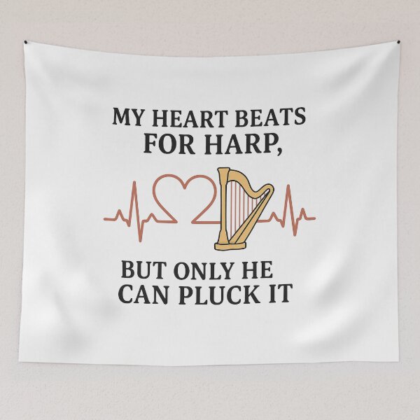 Item preview, Harp Heartbeat Quote – Romantic Music Gift for Harpist or Bride-to-Be designed and sold by Virelo.
