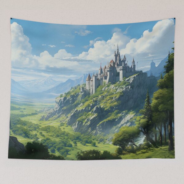 Item preview, Dragon Mountain Ancient Castle Green Valley Art designed and sold by GrinGalore.