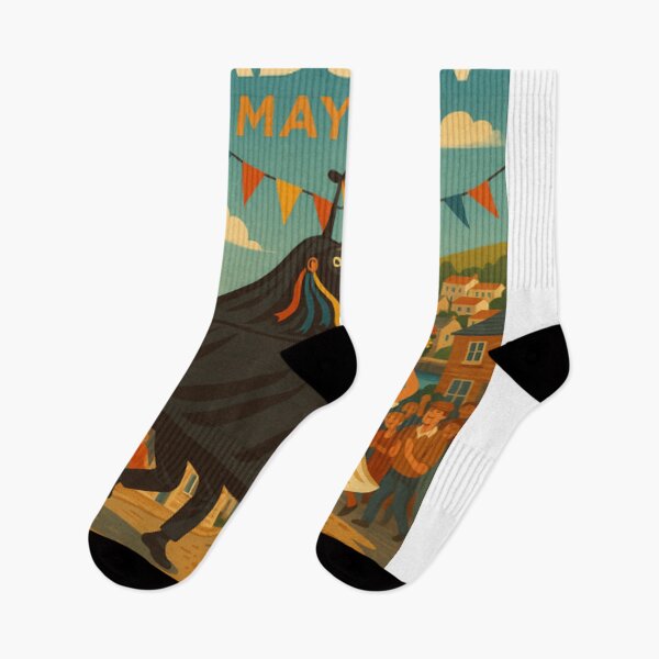 Item preview, Padstow May Day Retro Coastal Travel Poster designed and sold by Virelo.