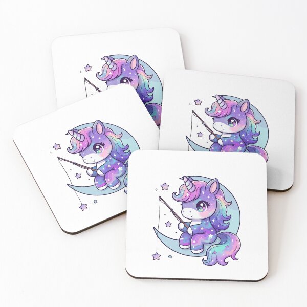 Item preview, Cute Kawaii Unicorn Fishing on Moon Galaxy Pastel Stars  designed and sold by stylishdzign.