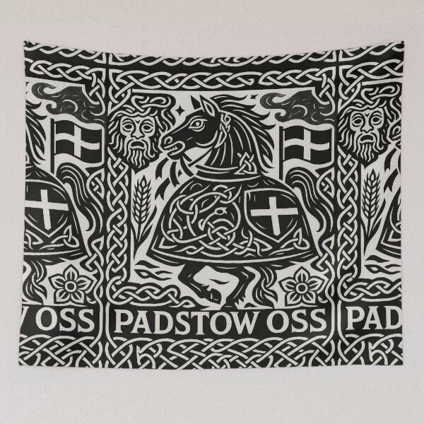 Item preview, Padstow Oss Celtic Tattoo Style Black and White Art designed and sold by Virelo.