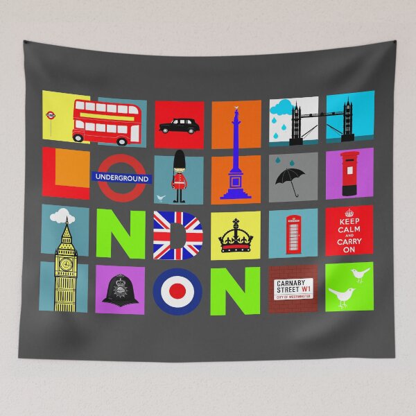 Item preview, London Icons Travel Poster designed and sold by rogue-design.