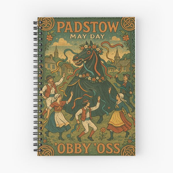 Item preview, Padstow May Day Obby Oss Vintage Cornish Folk Art Print designed and sold by Virelo.